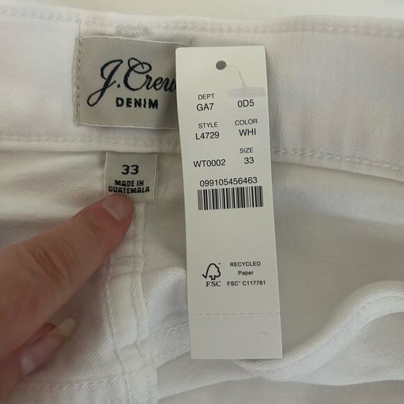 J. Crew Women's Jeans Vintage Slim Straight Button Fly White Denim Size 33 New - Picture 6 of 9